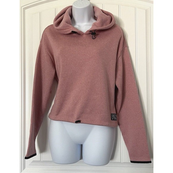 Victoria's Secret Tops - PINK Victoria's Secret Womens Sweatshirt Small Pink Cropped Hoodie Logo Pullover